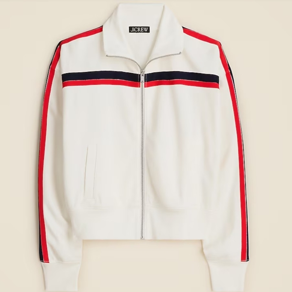 J. Crew Terry Full-zip Track Jacket with Red and Navy Blue Stripes